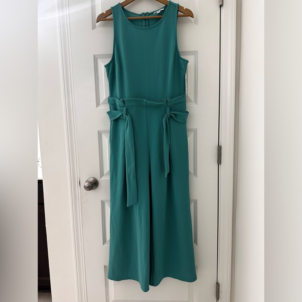 Bar III Green Wide-Leg Jumpsuit with Tie Waist